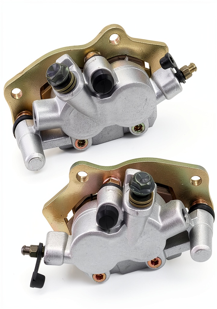 Installing Labwork Brake Caliper Replacement for Kawasaki Teryx4 on a workbench