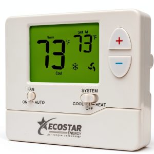 Non-Programmable Single Stage Thermostat Ecostar Model E701 Green LCD-0