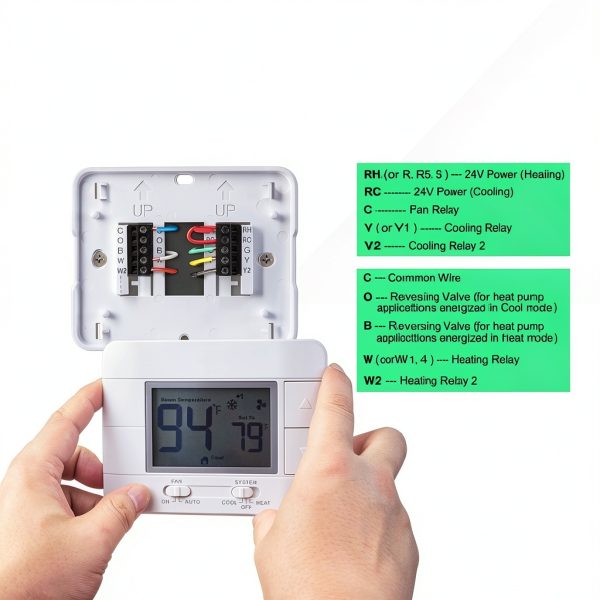 Thermostat Garystat Non Programmable 2 Heat 2 Cool Green LCD-5