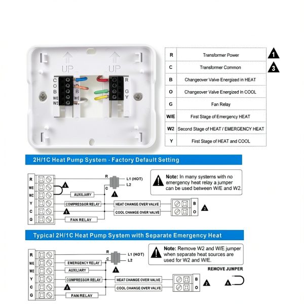 Heat Pump Thermostat Aowel AW721 2 Heat 1 Cool NonProg Backlit LCD-3
